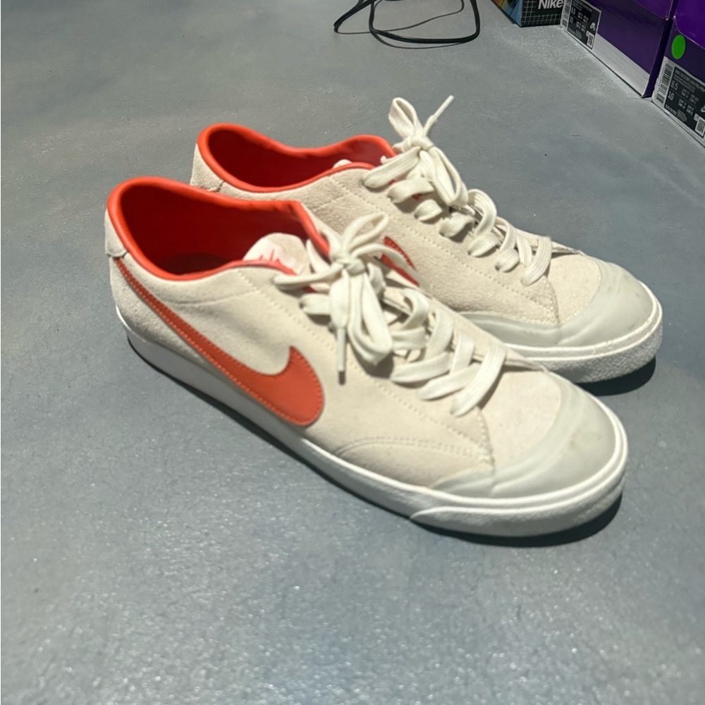 Nike Cream and Orange Sneakers Classic Low-Top Design